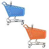 Cabilock 2 Stücke Mini Supermarkt Handwagen Mini Metall Warenkorb Einkaufswagen Einkaufskorb Spielzeug Desktop Ornament Schreibtisch Org