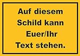 Schild mit Wunschtext waagerecht Text schwarz Hintergrund gelb A4 (210x297mm)