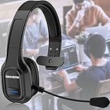 Bluetooth Headset, Esolom Wireless Bluetooth Headset mit Noise Cancelling Mikrofon PC Kopfhörer Typ c Aufladung Freisprechen Bluetooth Over-Ear Headset für Call Center LKW Fahrer Skype Büro Z