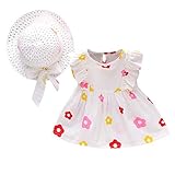 Kleid Baby Mädchen Prinzessin Ärmellos Rüschen Baumwolle Sommer Kleider Hüte Set Kinder Blumen Druck Ballettkleid Sommerkleid Kleink