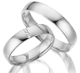 2 x Trauringe 925 Silber PAARPREIS AG.13.V2 mit Swarovski Crystal und Gravur Verlobungsringe Günstige Eheringe aus echtem Silber Sterling Juwelier Made in Germany Massiv Silver Rings Exp