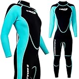 T´SUITS Neoprenanzug Damen [3mm, Lang, 4-Elements] | Tauchen, Schwimmen, Surfen, Kiten, Wasserski, Rafting - Jetzt Größe Wählen (S, Damen Schwarz/Aquamarine)