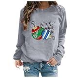 TTWOMEN Damen Rundhals Langarm Shirts Weihnachtsdruck Winter Casual Warme Bluse Pullover Top