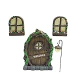 Goosuny Wichteltür Feenfenster Mini Baum Garten Anhänger Verzierung für Bäume, Garten-Skulptur 3D-Deko Puppenhaus Miniatur Dekoration niedlichen Baumstamm Dek
