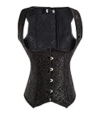 MISS MOLY Damen Vintage Brokat Unterbrust Taillen Korsett Stahl Ohne Knochen Corsage, Größe 2XL, Farbe Schw