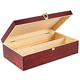 Creative Deco Rote Wein-Kiste aus Natürliches Kiefern-Holz | Wein-Box für 2 Flaschen mit Deckel und Verschluss | 35 x 20 x 10 cm | Perfekt für Lagerung, Dekoration oder als Geschenk-Holzk