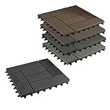 EUGAD 22er Set WPC Terrassenfliesen Terrassendielen Holzoptik Hellgrau, rutschfest und Wetterfest Fliese Bodenfliese mit klicksystem, 30x30 cm Klickfliese Bodenbelag mit Drainage (2 m²)