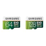 Samsung EVO Select 64 GB + 128 GB microSD 100MB/s, Geschwindigkeit, Full HD & 4K UHD Speicherkarte inkl. SD-Adapter für Smartphone, Tablet, Action-Kamera, Drohne und Notebook