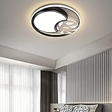 YAOXI Dimmbar Deckenlampe Schlafzimmer Modern LED Deckenleuchte Wohnzimmer Rund Smart Deckenbeleuchtung Küche Mit Fernbedienung 27/37W Kreative Innenbeleuchtung,Schwarz,42