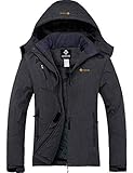 GEMYSE wasserdichte Berg-Skijacke für Frauen Winddichte Fleece Outdoor-Winterjacke mit Kapuze (Graphitgrau,L)