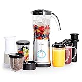 VonShef Mixer, Entsafter & Grinder – 4 in 1 Multifunktional, 17-teiliges Set mit 2 Geschwindigkeitsstufen und Pulsfunktion, ideal zum Zerkleinern von Eis, Smoothies, Protein-Shakes und mehr, 220 W