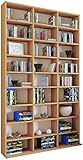 VCM Regal Standregal Medienregal Bücherregal CD DVD Ablage Aufbewahrung Holz Raumteiler Wandregal Buche 'Megosa Maxi'
