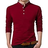 Herren Langarm Polos Lässige Oberteile Stehkragen Splice Golf T-Shirt Poloshirts Herbst/Winter einfarbiges T-Shirt Rundhals Lässiges Denim Splice Golf T-Shirt Slim Fit Lässig Knöpfe T-Shirt Basic Top