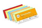 perfect line 100 Stück Papier-Trennstreifen bunt, Register-Trenner in 5 Intensiv-Farben, Trenn-Blätter farbig sortiert, Karten 180 g/m², bunte Laschen für perfektes Trennen der DIN-A4 Ordner & Ak