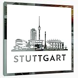 Dein Stadtspiegel: Gravurspiegel mit Stadtsilhouette, bis zu 55x55cm, Spiegel mit Stadtnamen, Skyline als Spiegel Andenken von DeinDetail (55 x 55 cm, Stuttgart)