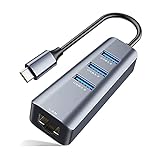 Nuwo USB C Ethernet Adapter, USB C Ethernet LAN 1000 Mbps Gigabit auf RJ45, USB C auf USB 3.0, kompatibel mit MacBook PRO/Air, iPad PRO 2020/2018, Surface Book, XPS, g