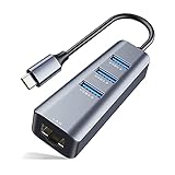 Nuwo USB C Ethernet Adapter, USB C Ethernet LAN 1000 Mbps Gigabit auf RJ45, USB C auf USB 3.0, kompatibel mit MacBook PRO/Air, iPad PRO 2020/2018, Surface Book, XPS, g