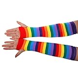 VALICLUD Halloween Dress Up Accessoires Regenbogen Streifen Handschuhe Bunte Bein Strumpf Regenbogen Kostüm S