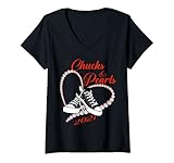 Damen Chucks und Perlen 2021 Kamala Harris im Gespräch T-Shirt mit V