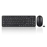 Perixx Periduo-613B Kabellose kompakte Chiclet-Tastatur und Maus Combo Set, Medien-Steuerung, lautloses Klicken und einstellbare DPI, schw