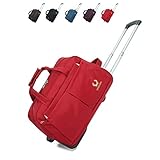 LZG Weiche Rollen Tote Reisetasche Koffer mit Rädern, wasserdichte Rollen Duffle Bag Wheeled Geschäfts Handgepäck, Übernachtung Weekender-Taschen, 19inch (Color : Rot)