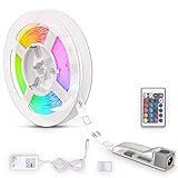 B.K.Licht LED Strip 3m, RGB, Fernbedienung, selbstklebend, Farbwechsel, kürzbar, LED Stripes, Lichterkette, Band, Streifen, LED Leiste, LED Lichtleiste, Weiß