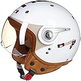 SHIQI Jet helm ​Helm Motorradhelm 3/4 Pilotenhelm Mit Visier Halboffenen Öffnen Motorradhelm Retro-Halbhelm-Rollerhelm Im Vintage-Look, Motorrad-Helm Mit Offenem Gesicht, Qualität Gem(Size:XL,Color:I)