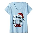 Damen Omi Claus Weihnachten – Geschenk für Oma T-Shirt mit V