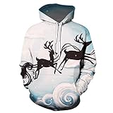 Weihnachts-Hoodies für Herren, 3D-Druck, Herren-Pullover, lustig, hässlich, Damen-Sweatshirts, leicht, Weihnachtspullover, weiß, XS