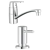 Grohe Eurosmart Cosmopolitan Küchenarmatur, niedriger Auslauf, Niederdruck für offene Warmwasserbereiter, 31179000 + Grohe Spülmittelsp