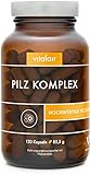 VITAFAIR Vegane Pilz Kapseln mit 7 hochwertigen Pilzextrakt Inhaltsstoffen - 100% Natürliche Pilz Extrakte mit hohem Vitalstoffgehalt, Reishi Kapseln, Mushroom Pilz Komplex, 120 Reishi Pilz Kap