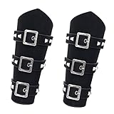 yfstyle 1/2 Stück Kunstleder Armschutz Mittelalter Gauntlet Armband Schnalle Armor Manschette Kostüm Zubehör, 2 Stück Schwarz, Einstellb