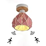 LED Deckenlampe mit Bewegungsmelder Innen Moderne Holz und Metall Deckenleuchte mit Sensor Decken Light mit Tageslichtsensor für Flur Treppe Wohnzimmer Balkon Küche Garage Veranda Büro Korridor Lamp