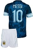 IHIMI Nationalmannschaft Argentinien Lionel Messi #10 Kinder Trikot, Komm mit Shorts Fußballfans (10-11 Jahre,164)
