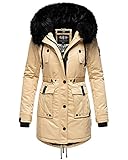 Navahoo Damen Winter Jacke Kapuze Winterjacke Parka Kunstfell Teddyfell B818 [B818-Lul-Pri-Beige-Gr.M]