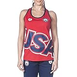ARENA Damen Women's Official USA Swimming National Team Tank Top T-Shirt, Rot-Marineblau, Groß