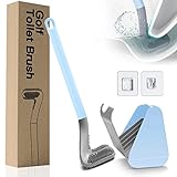 Toilettenbürste Golfbürstenkopf, Golf Wc-bürste Mit Halter, Langstielige Toilettenbürste Klobürste Silikon Schnelltrocknend für Badezimmer Toilette (Blau)