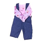 Aeromdale Puppenkleidung Langarm Top Overalls Set Bär Muster für 18 Zoll American Girl 43cm Puppenzubehör Spielzeug Nur Puppe Kostüm - #B - 1 S