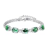 BONLAVIE Damen - 925 Sterlingsilber Sterling-Silber 925 Oval Green Smarag