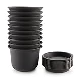 T4U Ф15cm Pflanztöpfe Kunststoff Blumentöpfe mit Untersetzer Braun 10er-Set, Anzuchttöpfe Nursery-Pot Klein für Sämlinge Miniaturpflanzen Außenb