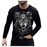 AWDX 2021 Herren Langarmshirts mit Totenkopf/Leo Aufdruck Coole 3D Print Langarm Casual Sport Shirts mit mehrerer Farbe Longsleeve Rundhals T-Shirts Männer Gym Training Yoga Tops fur Jungen S bis XXL