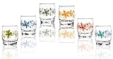 Sendez 6 x Trinkgläser 250ml mit Blumen-Aufdruck Wassergläser Saftgläser Whiskyg
