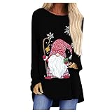 Lockeres Langarmshirt Damen Weihnachten, Frauen Rentier Weihnachtspulli Pullover Sweatshirt Elch Pulli Langarm T-Shirt Christmas Shirts Hirsch Bedrucktes Oberteil Bluse Top