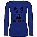 Shirtracer Ostern - Hopster - schwarz - XS - Blau - Geschenk - BCTW071 - Langarmshirt D
