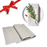 VARVARA Home Set mit 6-er Set Leinen Servietten 45x45 cm und Tischläufer 45 x 150 cm, Naturleinen, Abwaschbare 100%,