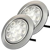 LED Möbeleinbauleuchten 12V flach 2 x 3W Einbaustrahler Leonie 200lm inkl. Kabel mit Mini Stecker 3000K Warmweiß Lochausschnitt: 55 bis 60