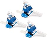 WUWEOT 3 Stück Packbandabroller Klebebandabroller Packband Handabroller für Klebebänder bis 50 mm Breite Ergonomisch Geformter Griff mit Rollenbremse und Zackenmesser für Versand Umzug Verpackung