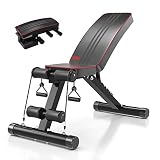 YOLEO Klappbare Hantelbank, Multifunktion Training Fitness Bank, 2 in 1 Sit-ups Bank mit hochwertigem dickem Polster / 7-Fach Verstellbarer Rückenlehne/Elastisches Seil, Premium Line Trainingsbank