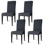 EINFEBEN 4er Set Stuhlhusse, elastische Stretch Husse Baumwolle Bi-Elastic, Farbe wählbar (Anthrazit)