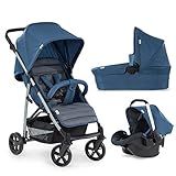 Hauck Kombi Kinderwagen Rapid 4 Plus Trio Set / für Babys ab Geburt / Wanne inkl. Matratze / Reise System mit Autositz / Liegeposition / Schnell Faltbar / Höhenverstellbar / Bis 25 kg / Blau G